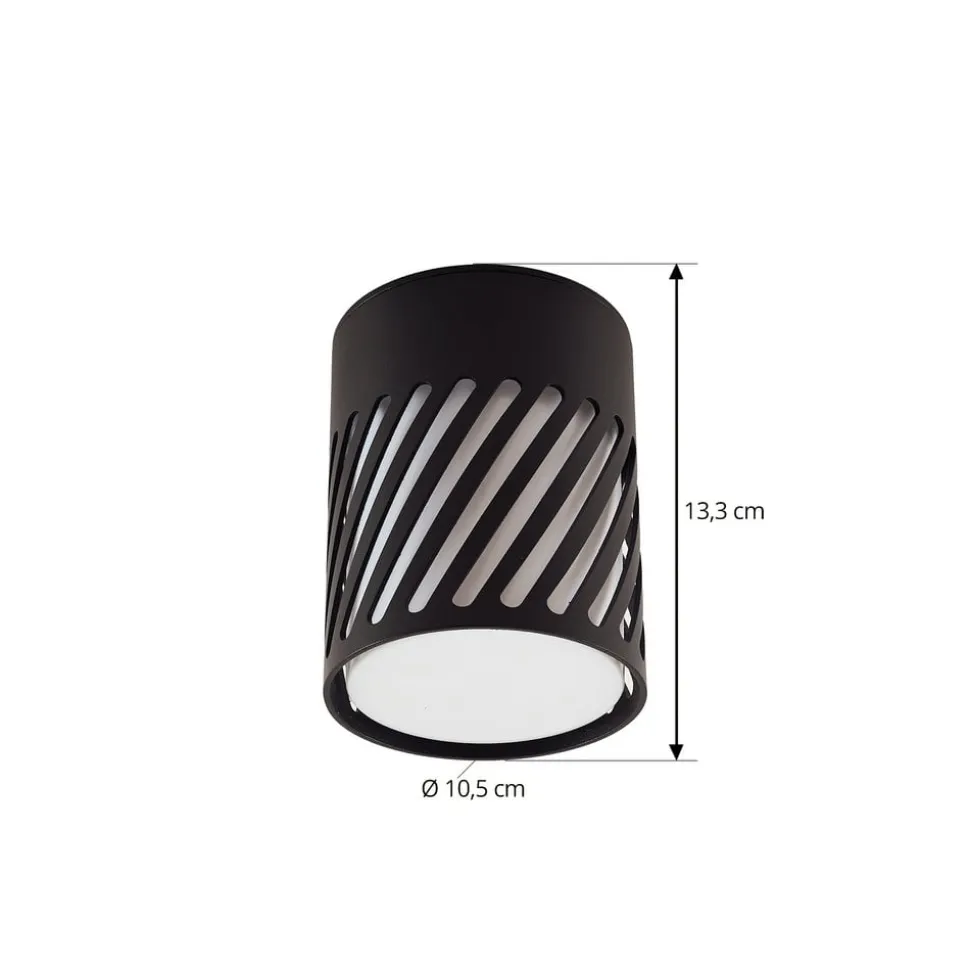 Lindby udendørs loftlampe Lurinda, 10,5 cm, sort, aluminium,