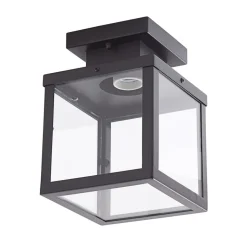 Lindby udendørs loftlampe Mandus, sort, stål, 22 cm