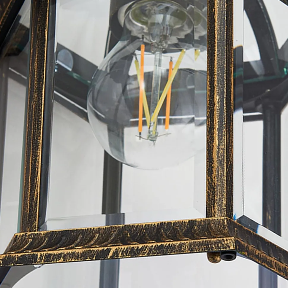 Lindby udendørs væglampe Adelisa, guld antik, aluminium, højde 39 cm