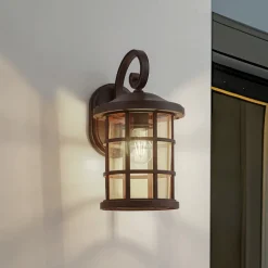 Lindby udendørs væglampe Ankea, rust/amber, 37 cm, IP23, E27