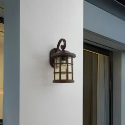 Lindby udendørs væglampe Ankea, rust/amber, 37 cm, IP23, E27