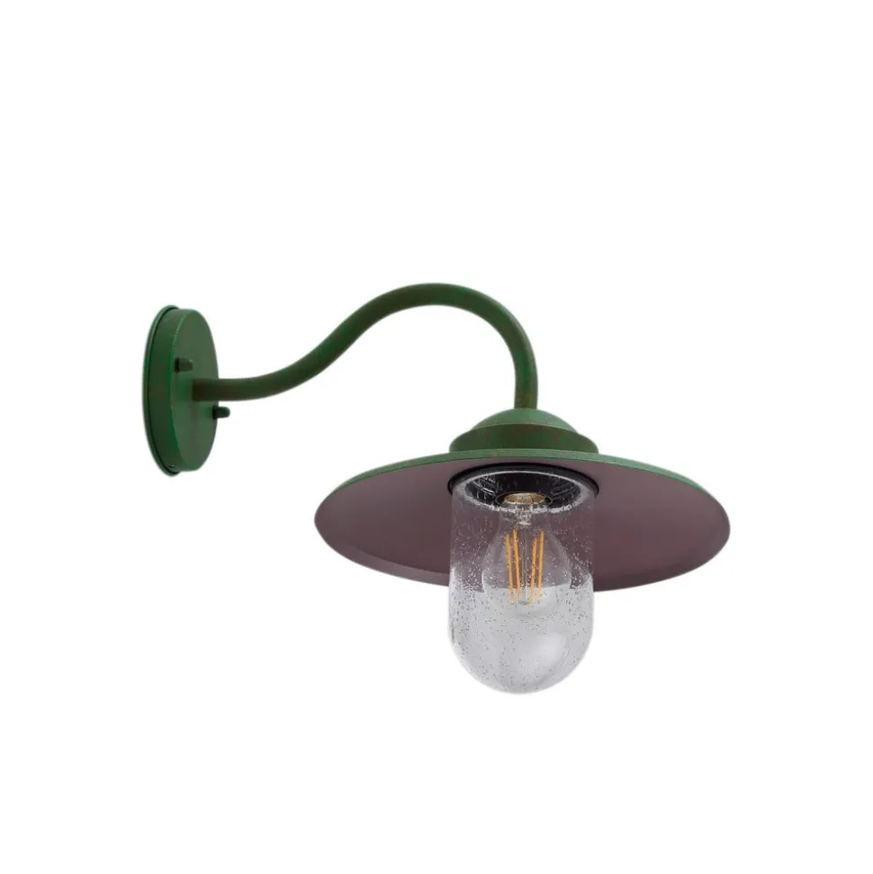 Lindby udendørs væglampe Bilma, grøn, glas, 29 cm høj