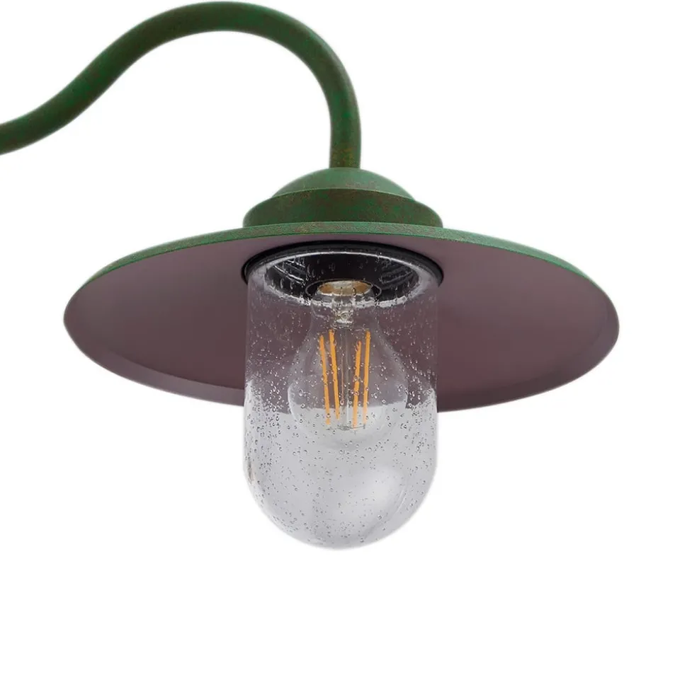 Lindby udendørs væglampe Bilma, grøn, glas, 29 cm høj