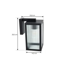 Lindby udendørs væglampe Bolgar, sort, metal, glas, 15 cm