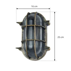Lindby udendørs væglampe Daaje, guldfarvet, 16 cm, aluminium