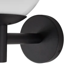 Lindby udendørs væglampe Dangan, hvid, glas, Ø 20 cm, IP44