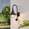 Lindby udendørs væglampe Daphne, sort, sensor, metal, E27