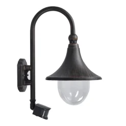 Lindby udendørs væglampe Daphne, antik sort, sensor, E27