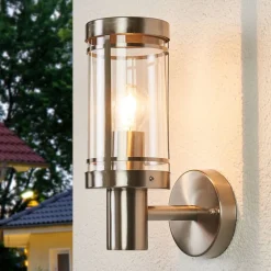 Lindby udendørs væglampe Djori, aluminiumfarvet, stål, E27