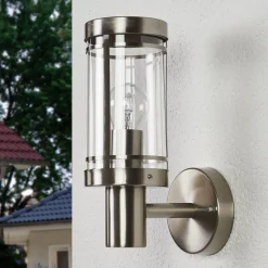 Lindby udendørs væglampe Djori, aluminiumfarvet, stål, E27