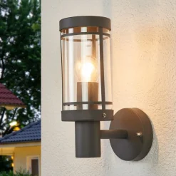 Lindby udendørs væglampe Djori, 28 cm, antracit, stål, E27