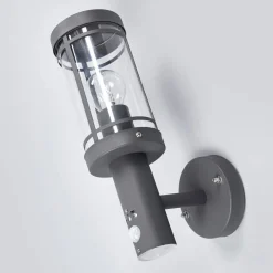 Lindby Udendørs væglampe Djori, Sensor, antracit, stål