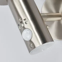 Lindby udendørs væglampe Djori, sensor, aluminiumsfarvet, E27