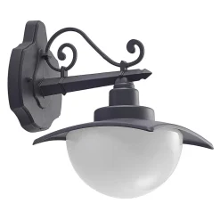 Lindby udendørs væglampe Elinda, højde 29 cm, antracit, glas