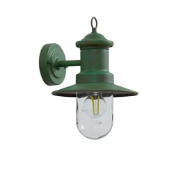 Lindby udendørs væglampe Eloretta, 22 cm, grøn, glas, stål