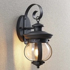 Lindby udendørs væglampe Farley, 40 cm, mørkegrå, IP44, E27