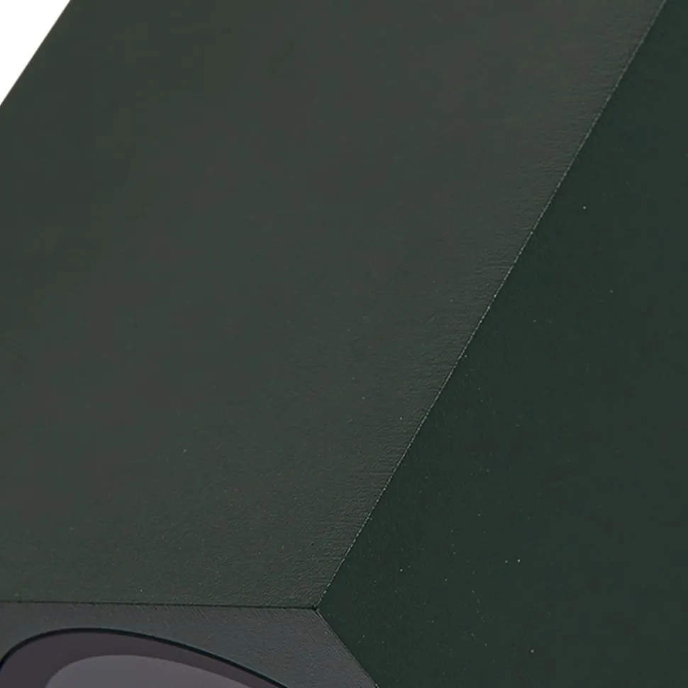 Lindby udendørs væglampe Fijona, mørkegrøn, aluminium, højde 15 cm