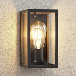 Lindby udendørs væglampe Filimon, antracit, 22 cm, IP44, E27