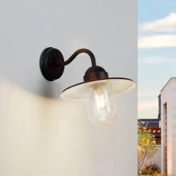 Lindby udendørs væglampe Filip, rustbrun, 30 cm, E27, IP44