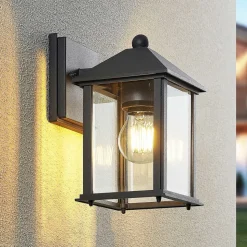 Lindby udendørs væglampe Giavanna, 23,3 cm, antracit, glas