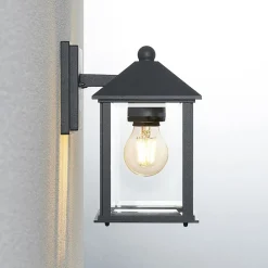 Lindby udendørs væglampe Giavanna, 23,3 cm, antracit, glas