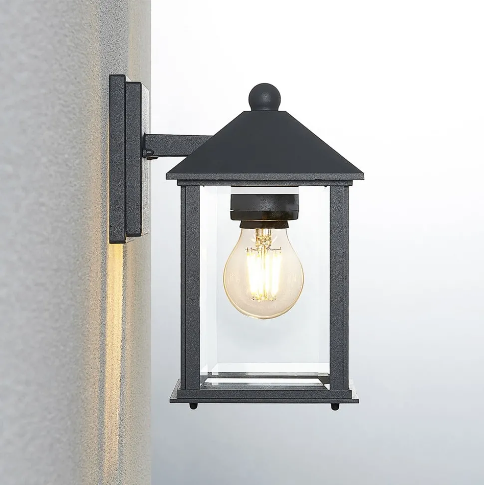 Lindby udendørs væglampe Giavanna, 23,3 cm, antracit, glas