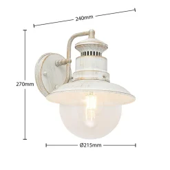 Lindby udendørs væglampe Gwendolyn, hvid antik, metal, 26 cm