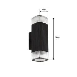 Lindby udendørs væglampe Halvar, sort, 24 cm, 2 x GU10, IP65