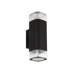 Lindby udendørs væglampe Halvar, sort, 24 cm, 2 x GU10, IP65