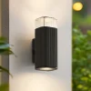 Lindby udendørs væglampe Halvar, sort, 20 cm, 2 x GU10, IP65