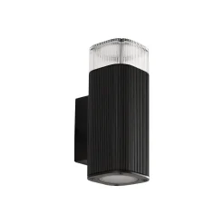Lindby udendørs væglampe Halvar, sort, 20 cm, 2 x GU10, IP65