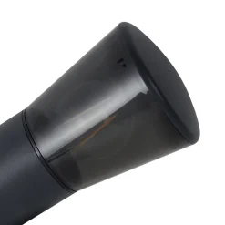 Lindby udendørs væglampe Heulo, Ø 10,5 cm, røggrå, sensor
