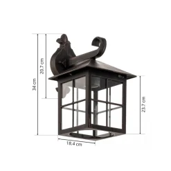 Lindby udendørs væglampe Ida, rustfarvet, lygte, 34 cm, E27