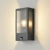 Lindby udendørs væglampe Ilana, sort, sensor, IP44, E27