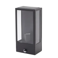 Lindby udendørs væglampe Ilana, sort, sensor, IP44, E27