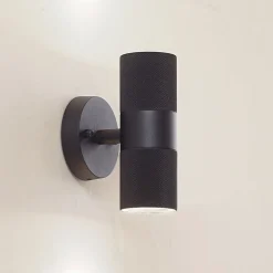 Lindby udendørs væglampe Jovane, sort, aluminium, 2 lyskilder