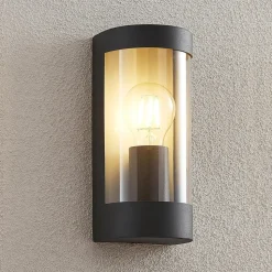 Lindby udendørs væglampe Junias, 24 cm, antracit, stål