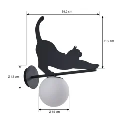 Lindby udendørs væglampe Katti, metal, sort, IP44, kat
