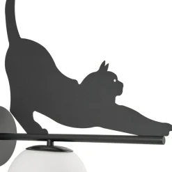Lindby udendørs væglampe Katti, metal, sort, IP44, kat