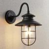 Lindby udendørs væglampe Kyan, højde 40 cm, sort, IP44, E27