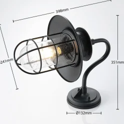 Lindby udendørs væglampe Kyan, højde 40 cm, sort, IP44, E27