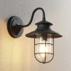 Lindby udendørs væglampe Kyan, højde 32 cm, sort, IP44, E27