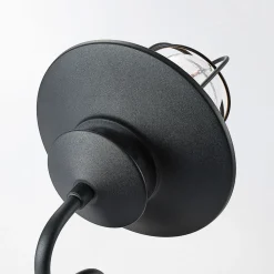 Lindby udendørs væglampe Kyan, højde 32 cm, sort, IP44, E27