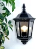Lindby udendørs væglampe Lieva, højde 44 cm, sort, glas