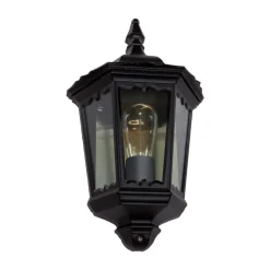 Lindby udendørs væglampe Lieva, højde 44 cm, sort, glas