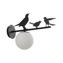 Lindby udendørs væglampe Lintu, metal, sort, IP44, fugl
