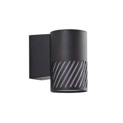 Lindby udendørs væglampe Lurinda, 1 lyskilde, sort, aluminium, Ø10cm