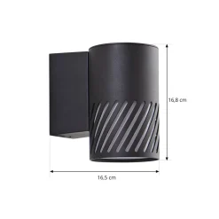 Lindby udendørs væglampe Lurinda, 1 lyskilde, sort, aluminium, Ø10cm