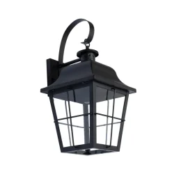 Lindby udendørs væglampe Mertollio, højde 47 cm, sort, glas