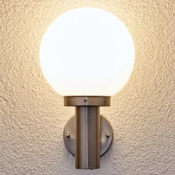 Lindby udendørs væglampe Nada, stål, glas, 32 cm høj, E27